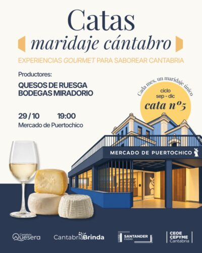 Cata de Quesos de Ruesga y Bodegas Miradorio en el Mercado de Puertochico