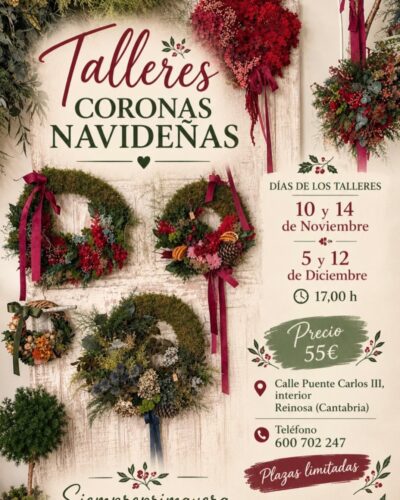 Talleres de Coronas de Navidad en Reinosa, Cantabria 2026