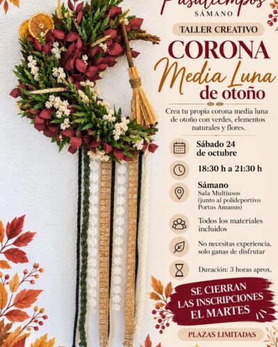 Taller Corona Media Luna de Otoño en la Sala Multiusos de Sámano