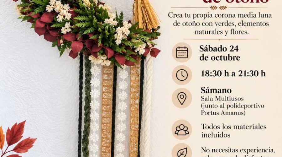 Taller Corona Media Luna de Otoño en la Sala Multiusos de Sámano